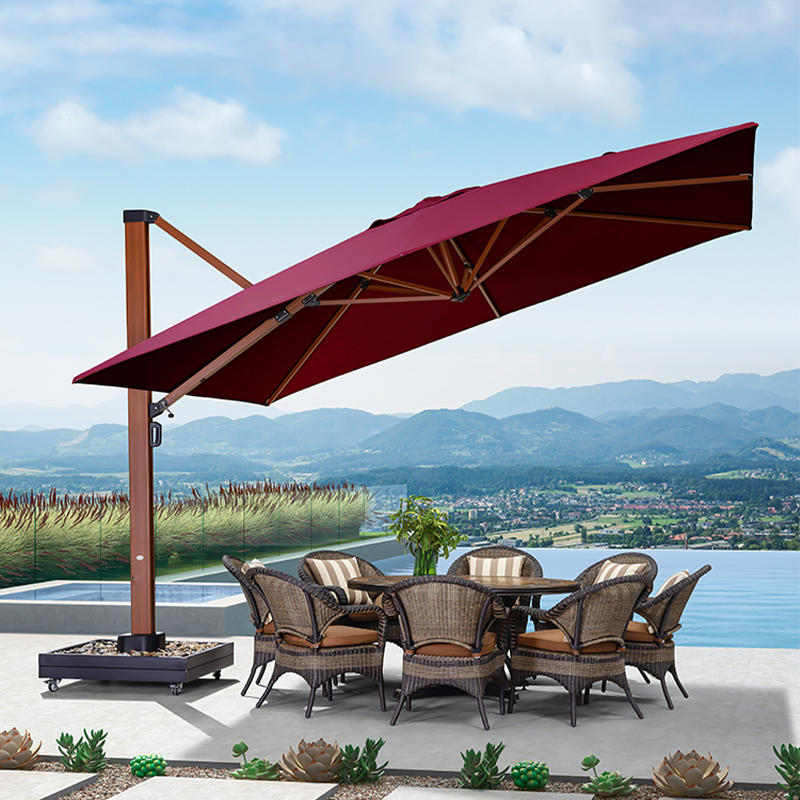 紫叶户外遮阳伞花园罗马伞室外大型户外太阳伞别墅露台户外伞庭院伞 4.0米方形【保8年不褪色，含500斤鹅卵石】