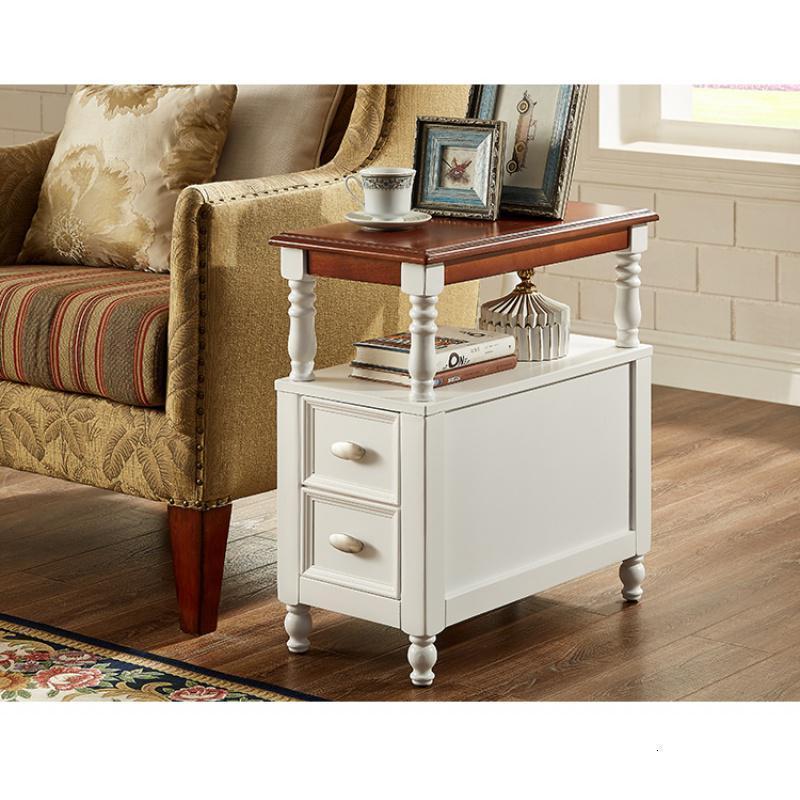 森美人美式沙发边几实木床头桌客厅边柜小茶几储物柜边角柜置物架台灯桌 大号地中海色900*400*600