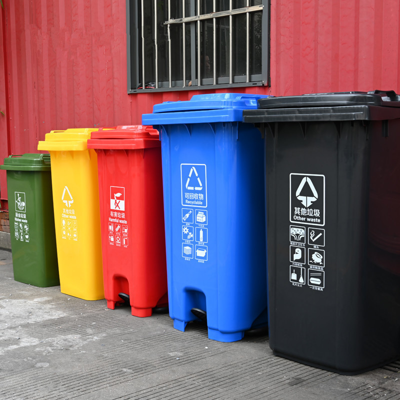 惠洁(huijie)塑料分类垃圾桶户外带盖垃圾桶可定制 240L可挂车带轮垃圾桶 YY-240红色