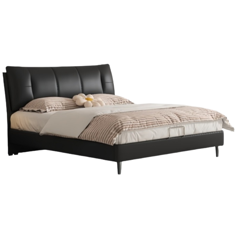 蕃蒂软包床黑色张高清大图