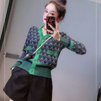 设计感小众宽松毛衣女2021春秋新款女学生复古提花开衫针织外