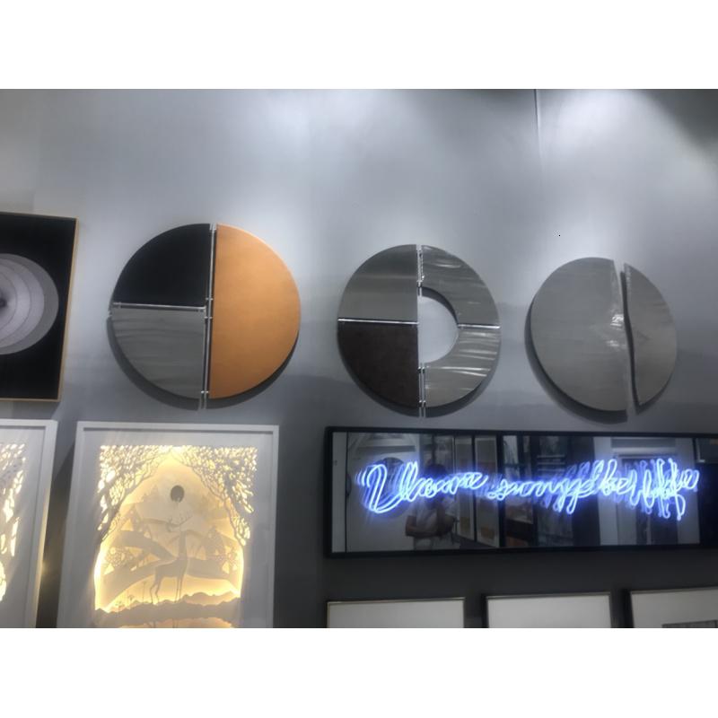 轻奢金属墙饰客厅沙发背景墙装饰现代铁艺艺术圆形壁挂装饰品挂件 三维工匠 B款直径60cm壁饰高清大图