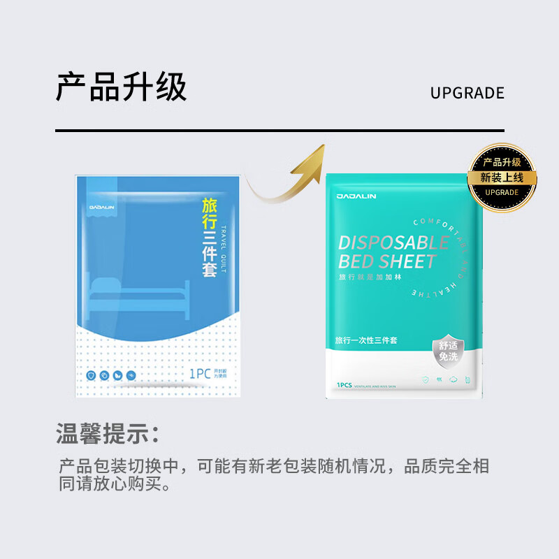JAJALIN[SMS级]一次性床单三件套单人被套枕套旅行套装出差酒店用品高清大图