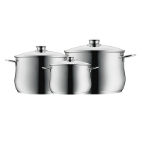 [德国进口]WMF福腾宝 TOPf-Set DIADEM PLUS系列锅具 3件套套装锅 各种炉灶通用 304不锈钢
