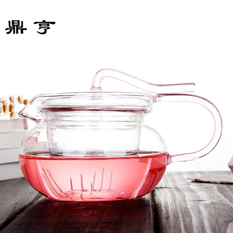 鼎亨花茶具 玻璃花茶壶过滤 泡茶壶花茶壶 晶粉神采壶防盖