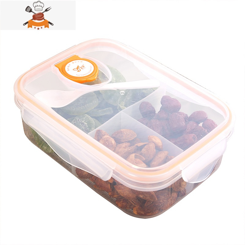 敬平饭盒学生微波炉可爱透明便当盒长方形塑料食堂分隔格简约保鲜盒