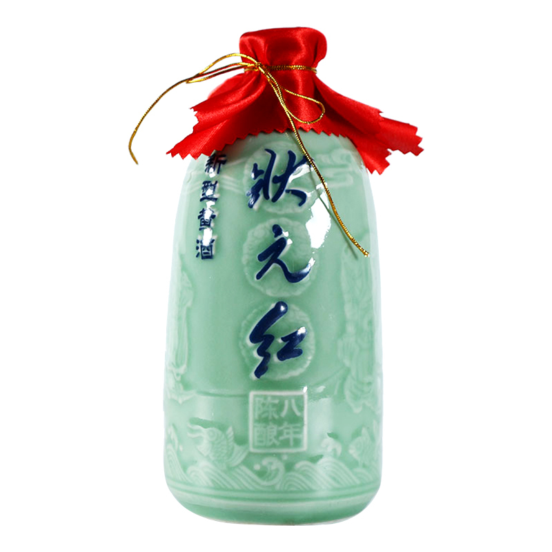 古越龙山 黄酒绍兴花雕酒糯米酒八年青瓷状元红半甜型 500ml*6瓶 整箱礼盒装