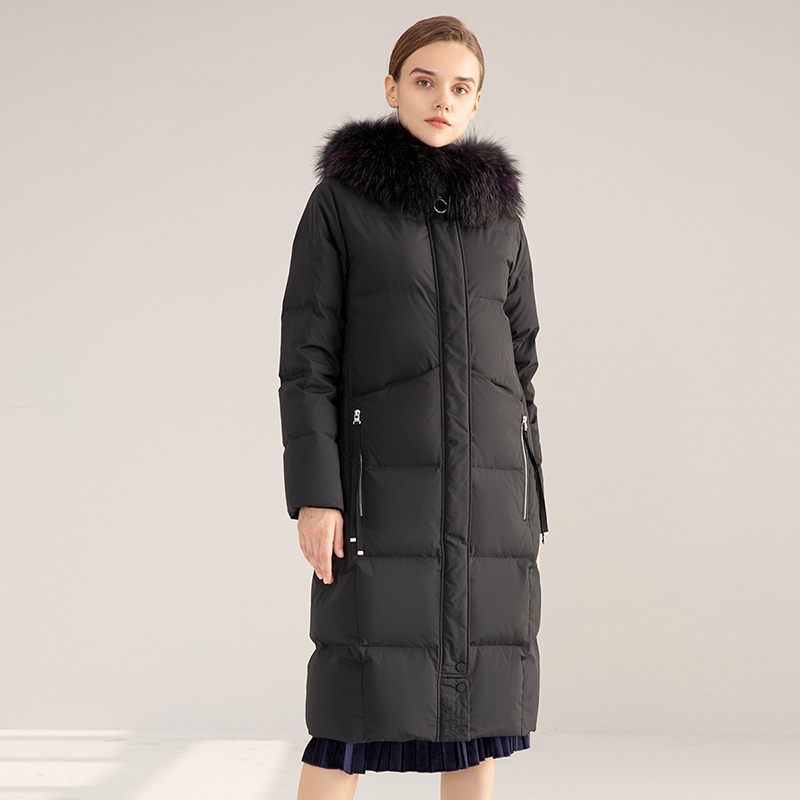 新娘装坦博尔秋冬新款羽绒服女长款大毛领修身韩版女装