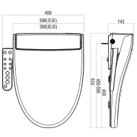 JOMOO九牧 水温调节坐便器含遥控盖板 喷嘴移动臀部清洗座圈加热智能马桶盖 女性洗净智能缓冲盖板D102CS