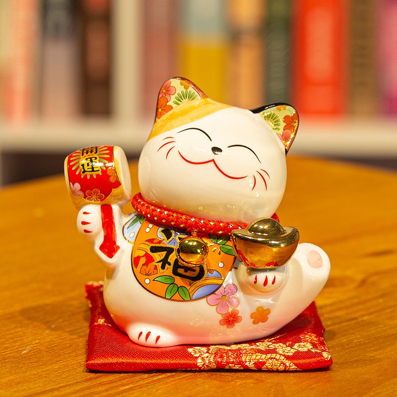 猫摆件大号发财猫陶瓷日本存钱储蓄罐店铺开业创意礼品收银台 三维工匠 4.5寸财源广进黑色猫高清大图