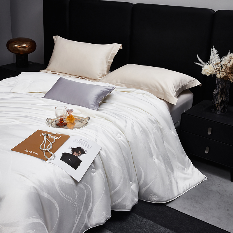 梦洁家纺 60天丝提花纤维蚕丝复合四季被:银海生花 200*230cm 1150g高清大图