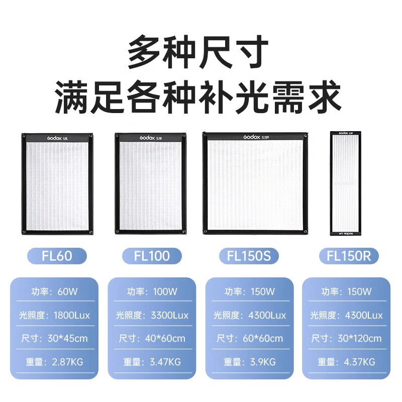 LISM-神牛FL100 150S卷布灯柔性led双色温摄像灯直播间顶灯补光灯便携氛围柔光灯150W轮廓灯影视新闻视频高清大图