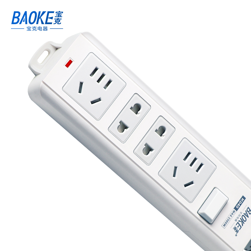 宝克(BAOKE)K040 插线板 新国标不带线接线板4位组合总控开关 2500W MAX 白色 2个