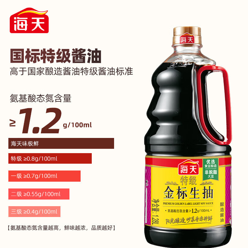 海天特级金标生抽1.28L*2 炒菜凉拌点蘸提鲜 0添加防腐剂高清大图