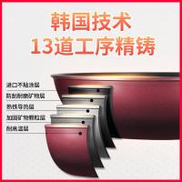 炒锅不粘锅家用炒菜平底圆底煎锅煤天燃气电磁炉通用26/30/32CMP 【双手柄款32CM】炒锅不粘锅+锅盖