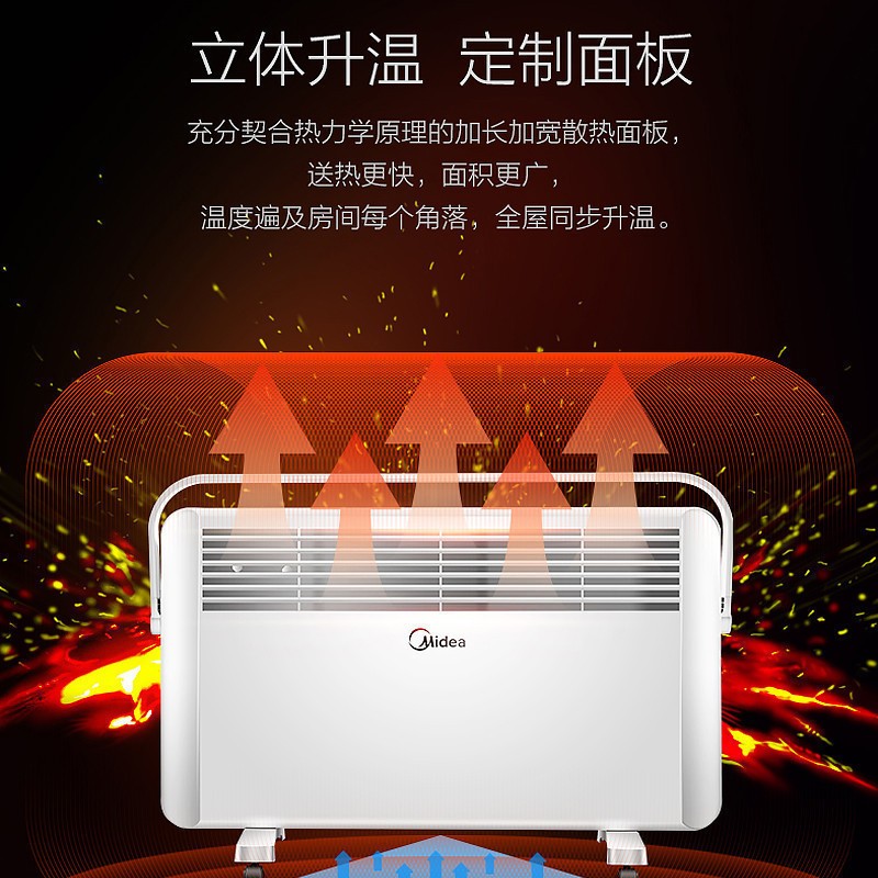 美的欧式快热炉取暖器2000W铝片加热10㎡以下倾倒断电7片以下轻巧设计820×580×280mm净重6kg高清大图