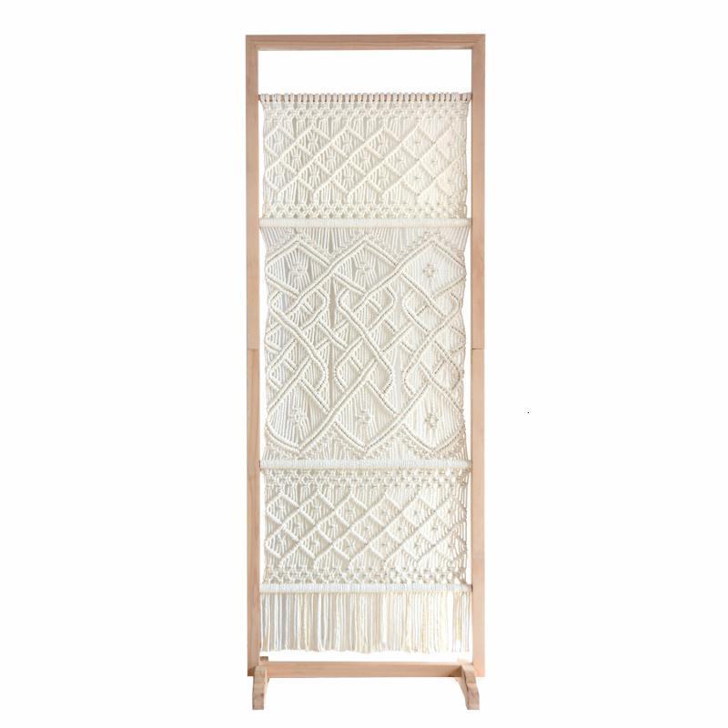 BONJEAN波西米亚手工编织实木屏风隔断玄关客厅遮挡家用装饰镂空半透座屏高清大图