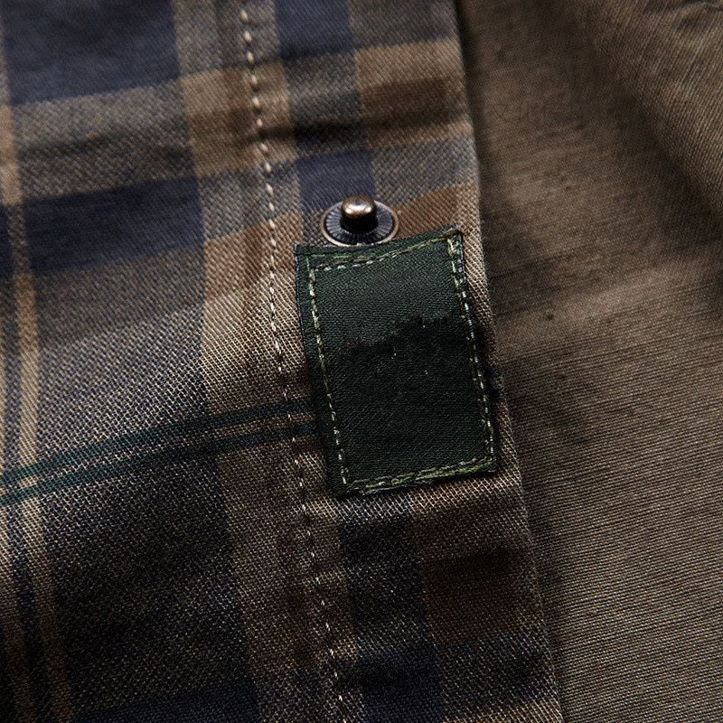 JPDUN春秋季长袖衬衫男装青年格子衬衣薄款上衣大码男士衬衫潮图片