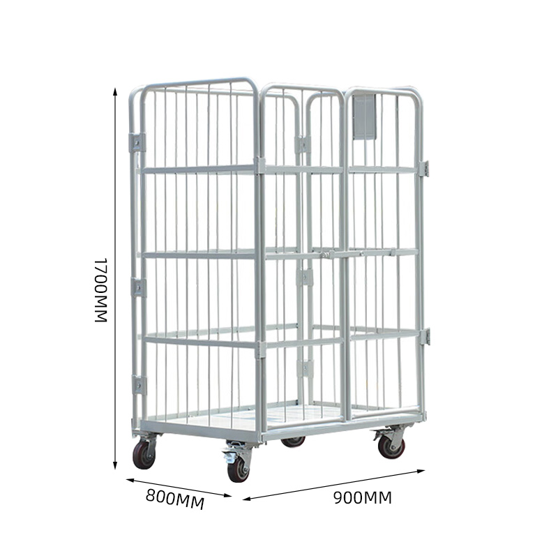 臻远ZY-L09仓储笼 折叠物流台车快递仓库周转车 900*800*1700加门高清大图