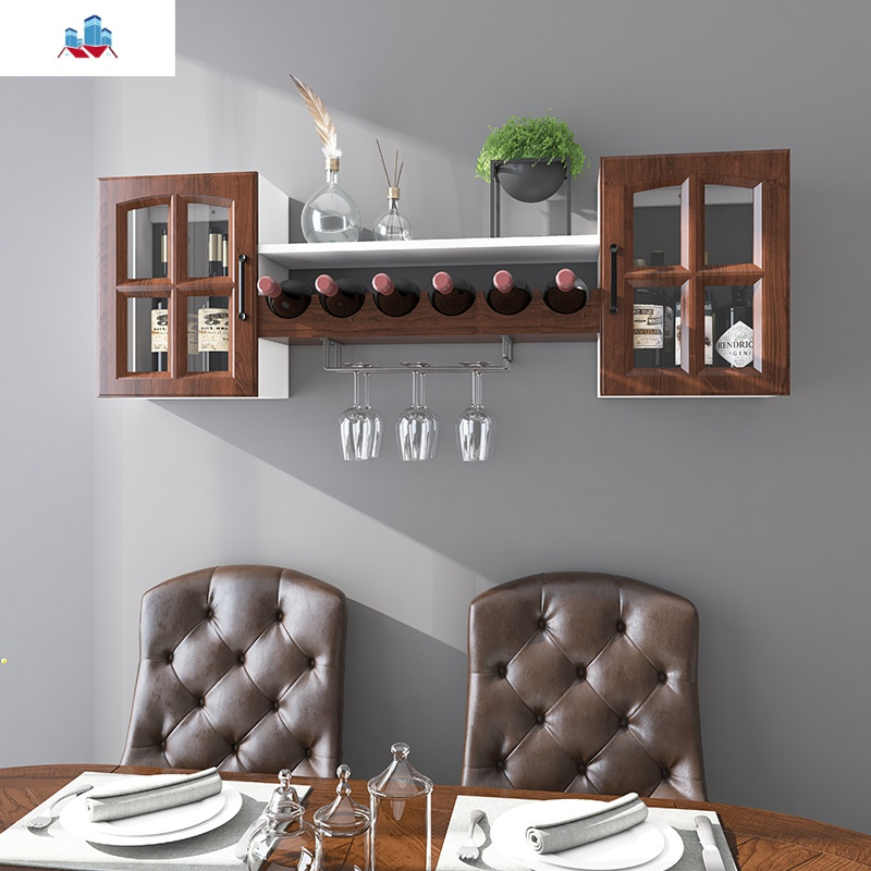 创意红酒架挂墙吊柜墙挂式储物柜餐厅置物架墙上酒架泰空仓酒柜家具