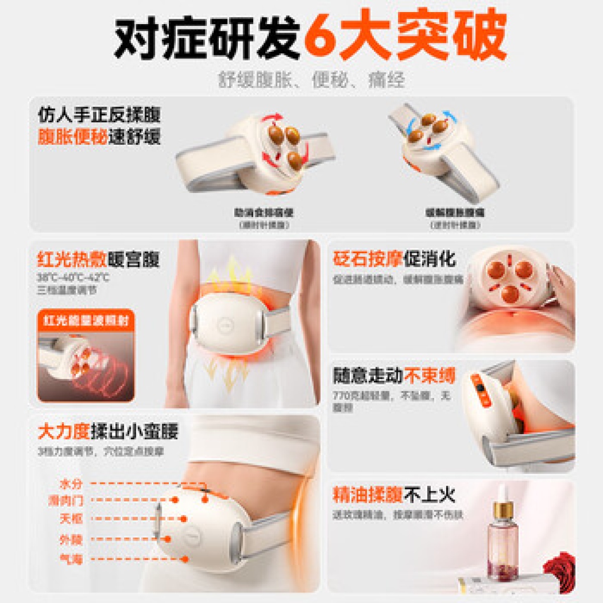 揉腹仪腹部按摩仪器加热揉肚子排便神器_高清大图