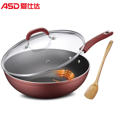爱仕达(ASD) 30CM油你控磁通新不粘少油烟炒锅CL30Y5WJ-C(酒红色)