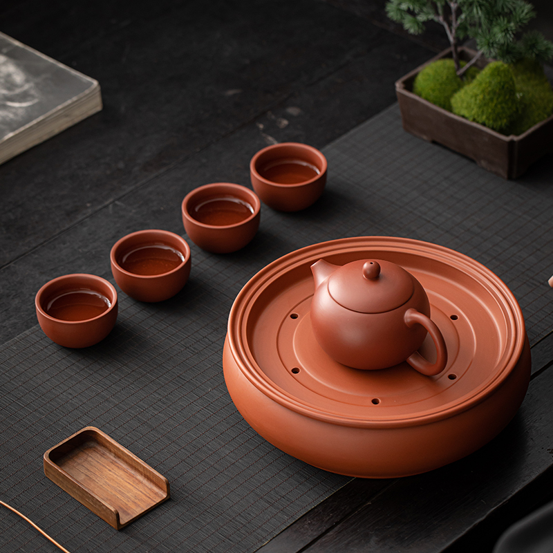 苏氏陶瓷(SUSHI CERAMICS)紫砂西施壶4杯配紫砂蓄水茶盘功夫茶具便捷茶具套装