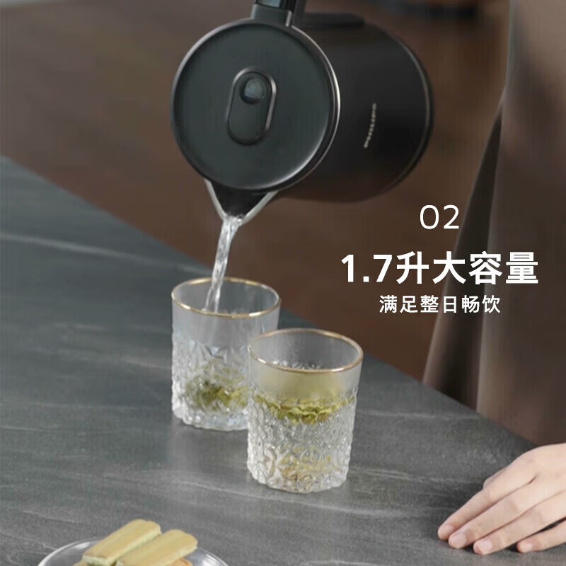 飞利浦(PHILIPS)双层控温电水壶 家用大容量1.7升烧水壶 6档温度 30分钟保温 HD9396/90高清大图