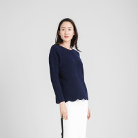 鄂尔多斯ERDOS 100%山羊绒圆领单畦女式羊绒衫女士针织衫/毛衣