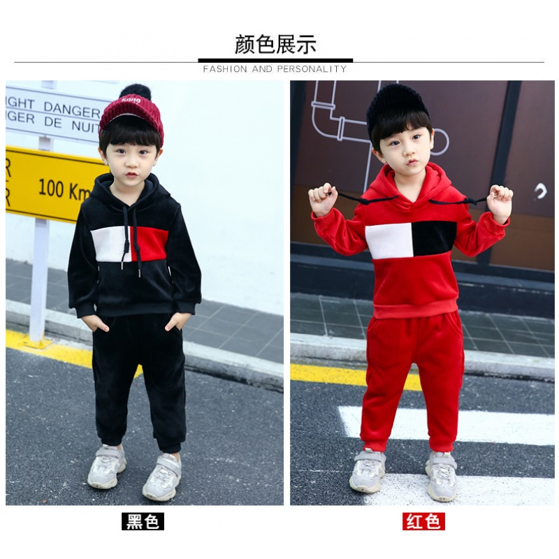 儿童男孩套装2秋季3新款2018男童5金丝绒6休闲帅气加厚两件套韩版