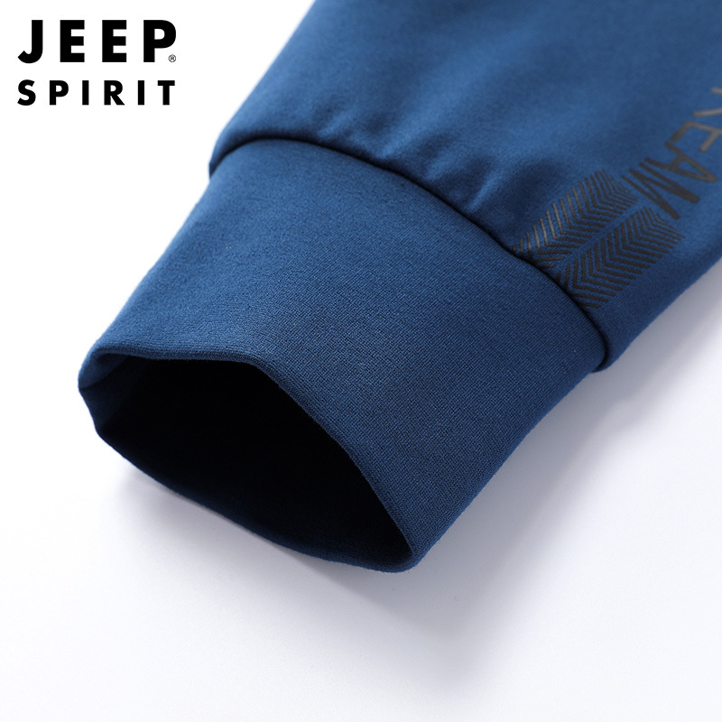 JEEP SPIRIT吉普卫衣男2021春秋新款宽松大码纯色套头圆领上衣户外运动休闲男士卫衣