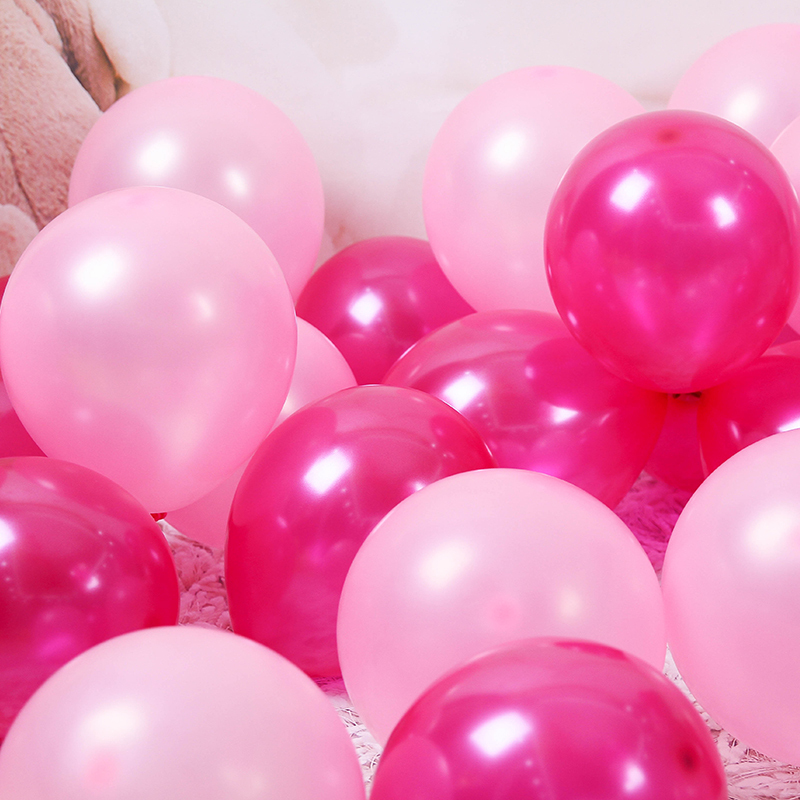 浪漫婚礼气球10寸珠光粉白生日套餐婚礼用品 婚房布置装饰道具