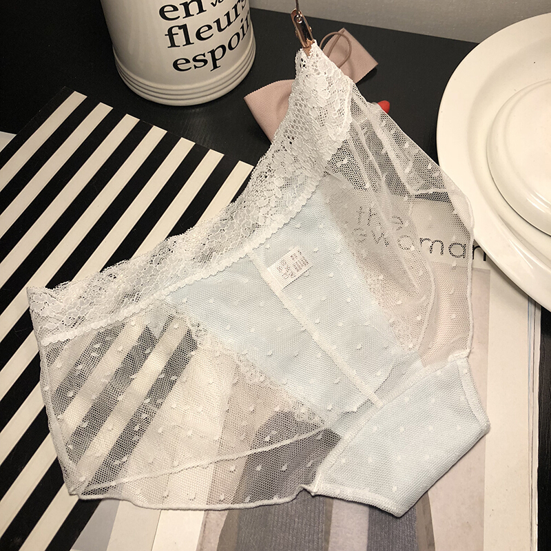 系少系蕾丝纱低腰蝴蝶结角内裤士浅S113