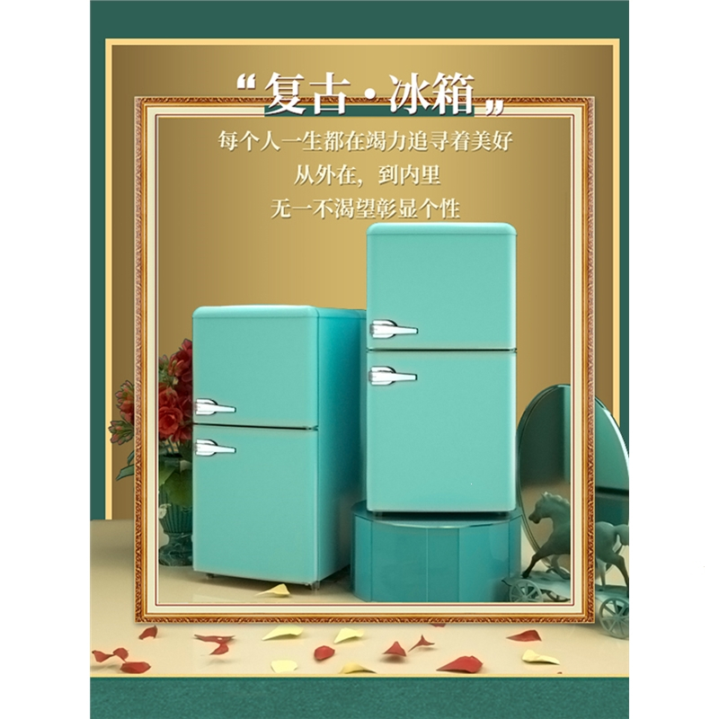 志高(CHIGO)118升复古冰箱小型美式欧式网红家用双开门冷藏冷冻宿舍租房_③⑧升白色冷藏冷冻