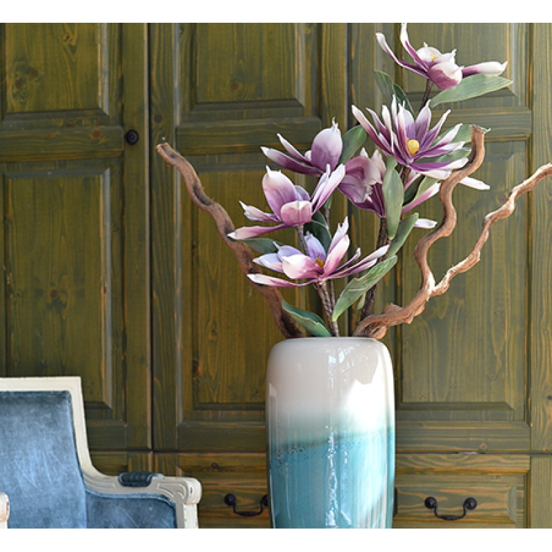 陶瓷大花瓶轻奢落地插花摆件酒店别墅客厅干花复古怀旧陶罐装饰品