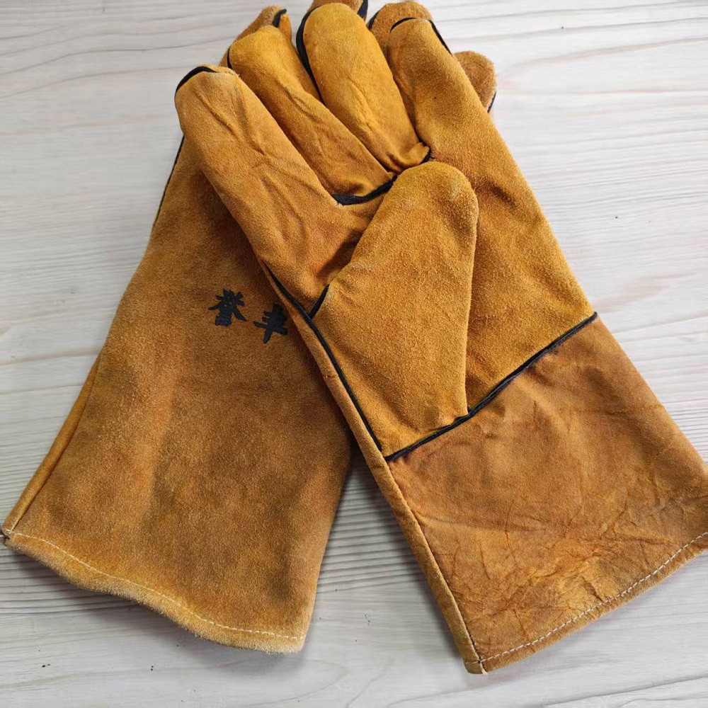 誉丰 YL-5092 全皮长款棉里电焊手套 金黄色 1双装