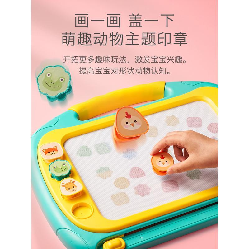 豪华款-绿色画板(含15模卡+2画笔+4印章+1画册+1工具) 儿童磁性画板大号宝宝幼儿早教涂鸦写字板画画可擦家用玩具写