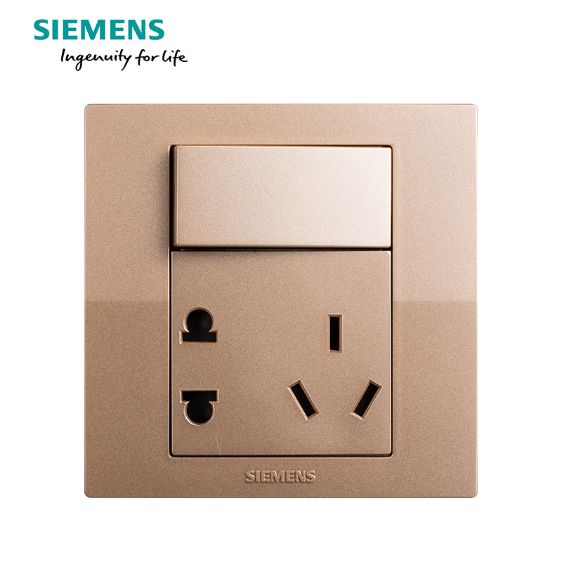 西门子（SIEMENS）开关插座 悦动香槟金系列一开10A五孔电源插座5UB8084-3NC03