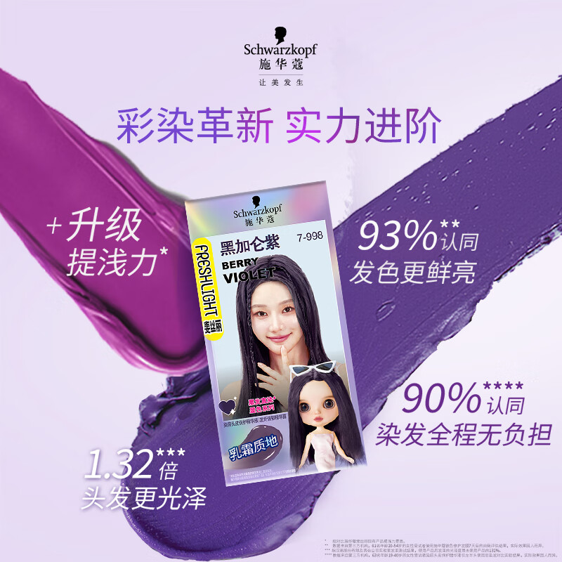施华蔻(Schwarzkopf) 斐丝丽黑发直染染发霜7-998黑加仑紫