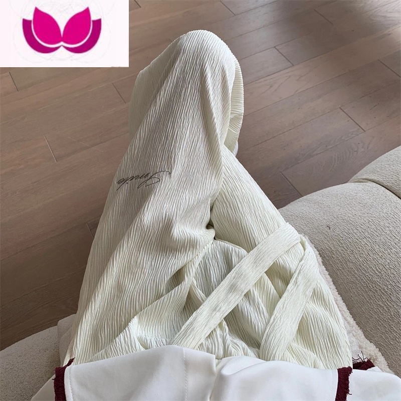 七斓垂感冰丝裤男夏季薄款凉感速干宽松阔腿裤ins潮牌褶皱休闲长裤子