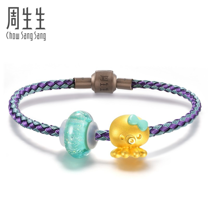 周生生(CHOW SANG SANG)黄金足金Charme串珠系列Murano Glass八爪鱼手链91227B定价
