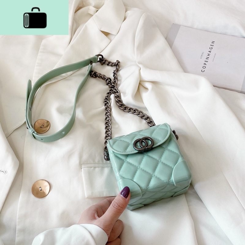迷你小包包2020新款果冻包潮韩版ins时尚百搭少女链条斜挎零钱包NEW LAKE 绿色