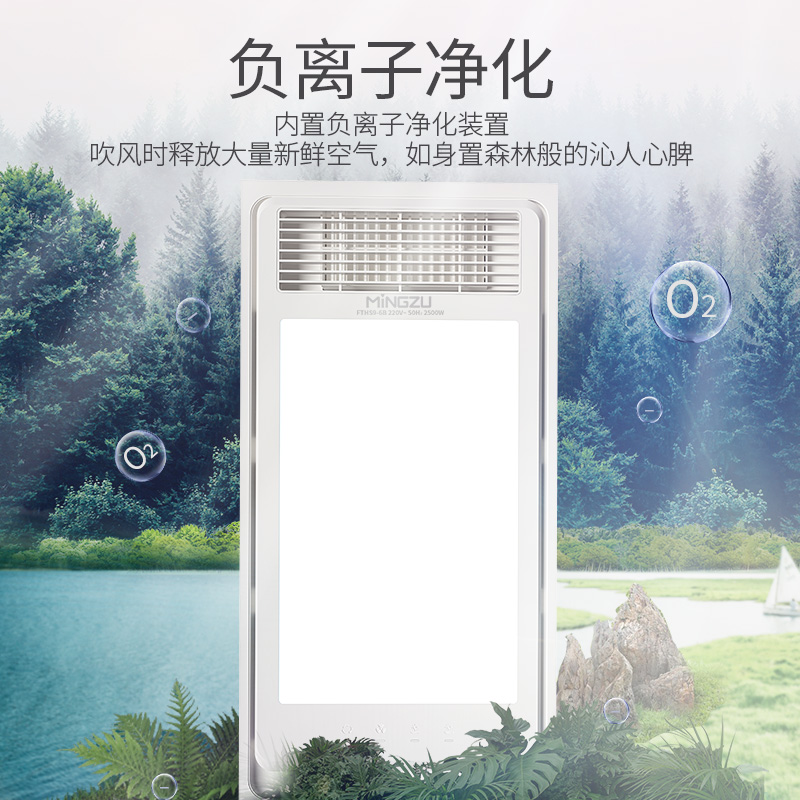 名族(MINGZU)浴霸多功能风暖浴霸集成吊顶浴霸取暖排气扇照明一体浴室暖风机-DJ6016高清大图