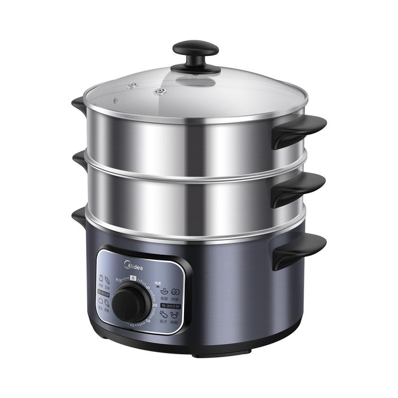 美的(Midea) 电蒸锅 ZG26Easy401 智能定时烹饪 蒸煮焖炖涮 一机多能 10L容量分离式不锈钢蒸笼 旋钮