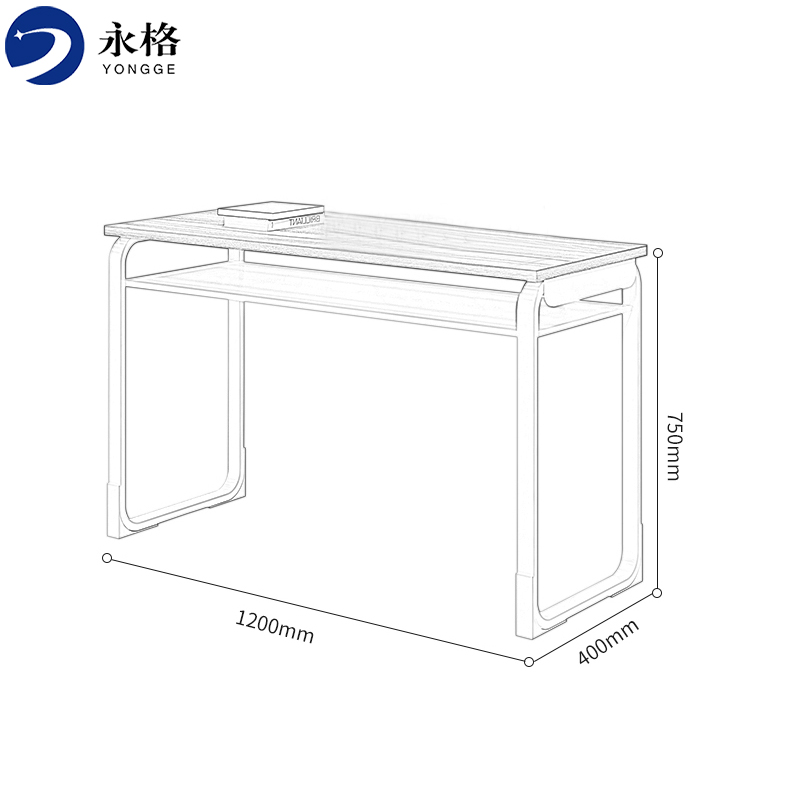永格学校课桌椅员工培训桌学生桌阅览桌长条桌会议桌单双人桌1200*400*750 单 【1桌2椅】高清大图