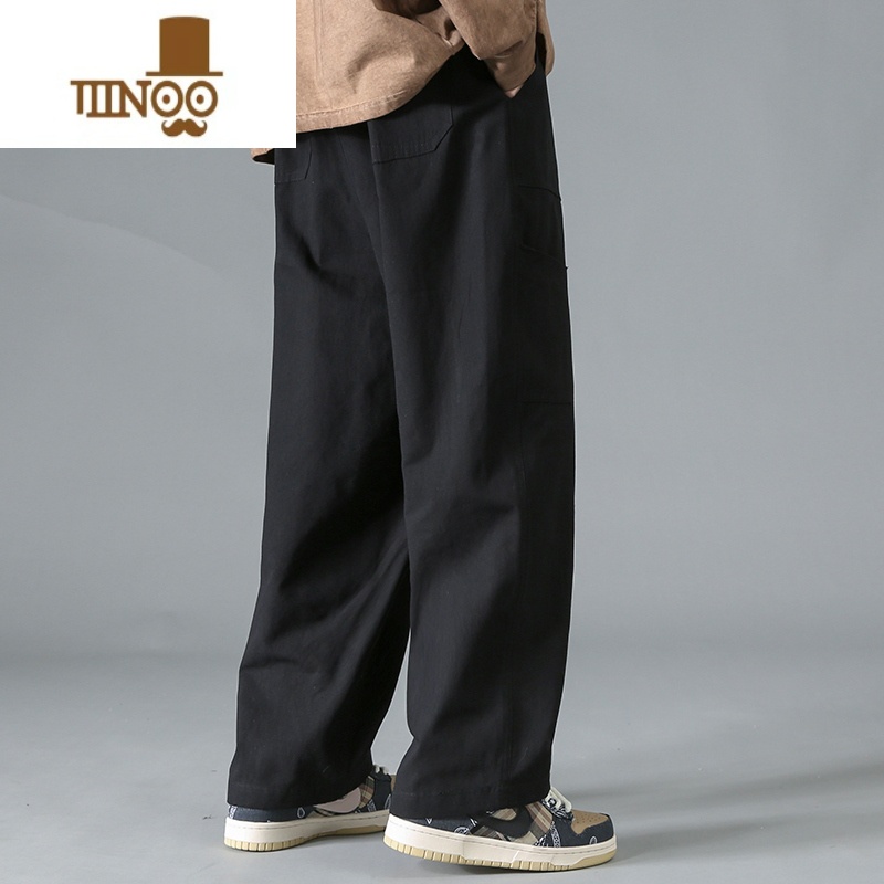 YANXU潮牌宽松直筒长裤男士夏季美式复古阔腿工装裤百搭休闲裤子男高清大图