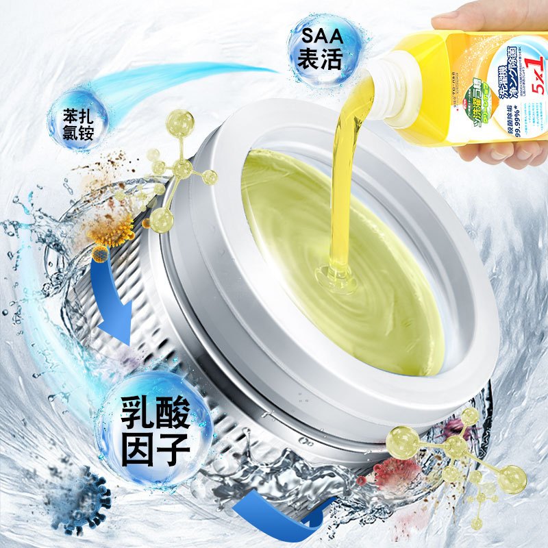 拍1发3 洗衣机清洁除菌液500ml 全球仓霉垢净泡腾片泡泡球丸清洗剂 滚筒波轮全自动洗衣机槽洗涤剂除垢清洁片高清大图