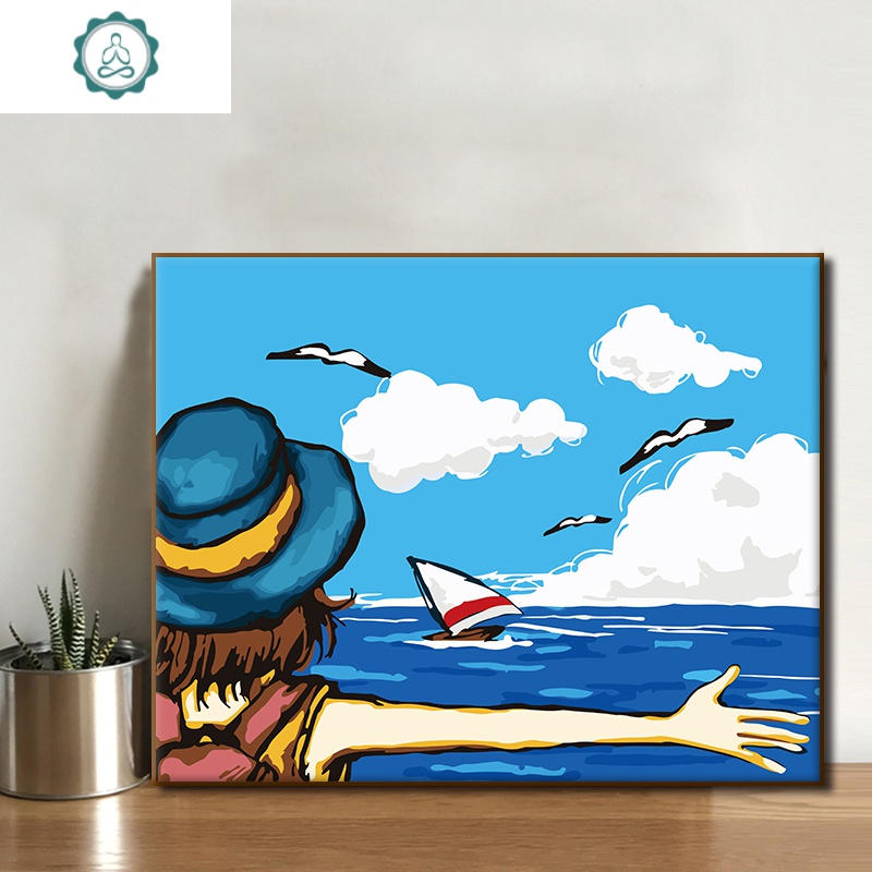hou)diy数字油画油彩画客厅卡通动漫大幅填色手绘装饰画30* 拥抱自由