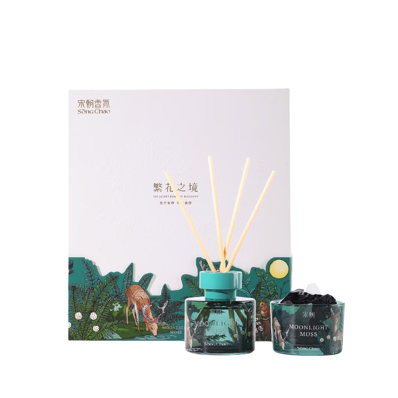 宋朝312-SC繁花之境扩香石礼盒系列-1繁花之境香薰+扩香石礼盒-月照青苔
