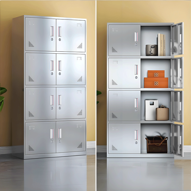 易企采 八门衣柜 【201不锈钢】 员工宿舍更衣收纳储物柜 42*90*180CM 单位 :台